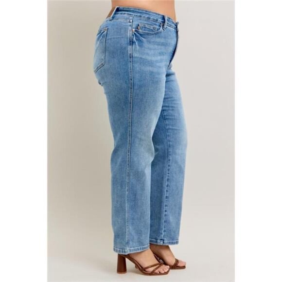 Judy Blue Full Size Tummy Control Vintage Wash Straight Jeans Plus Size - Picture 10 of 10